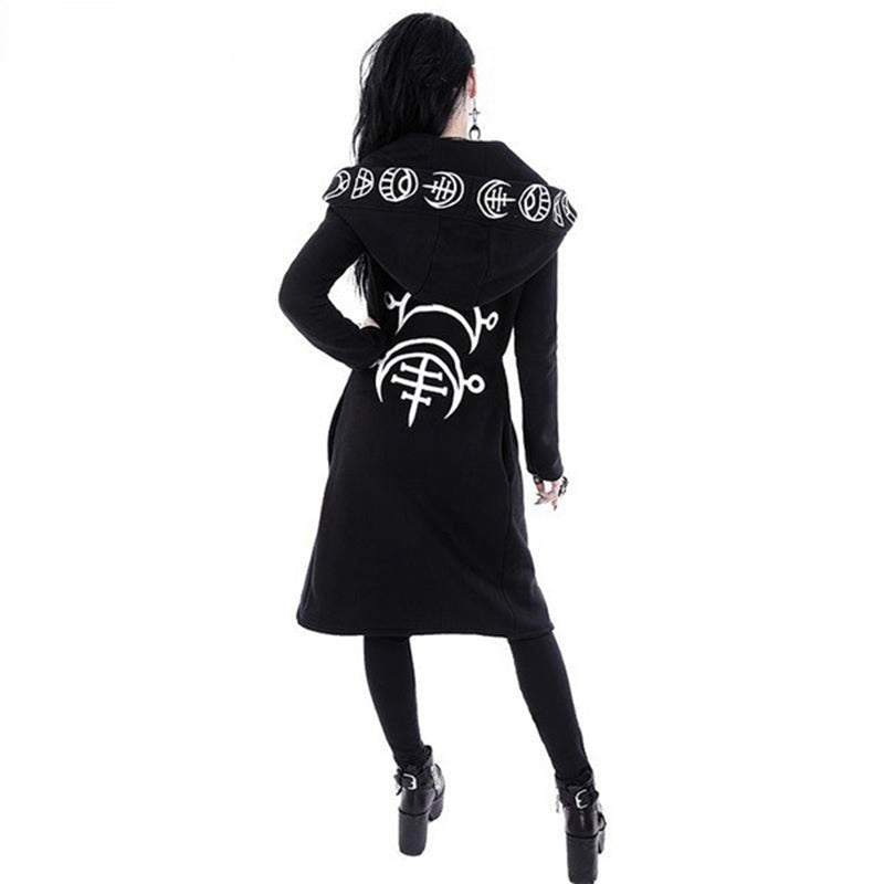 Gothic Punk Black Long Women Hoodies