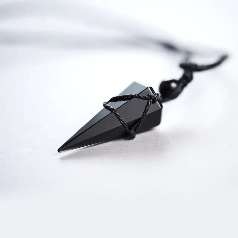 Obsidian Crystal Pendant Pendulum Necklace