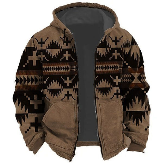 Men's Bejirog Hooded Tribal Printed Sweater