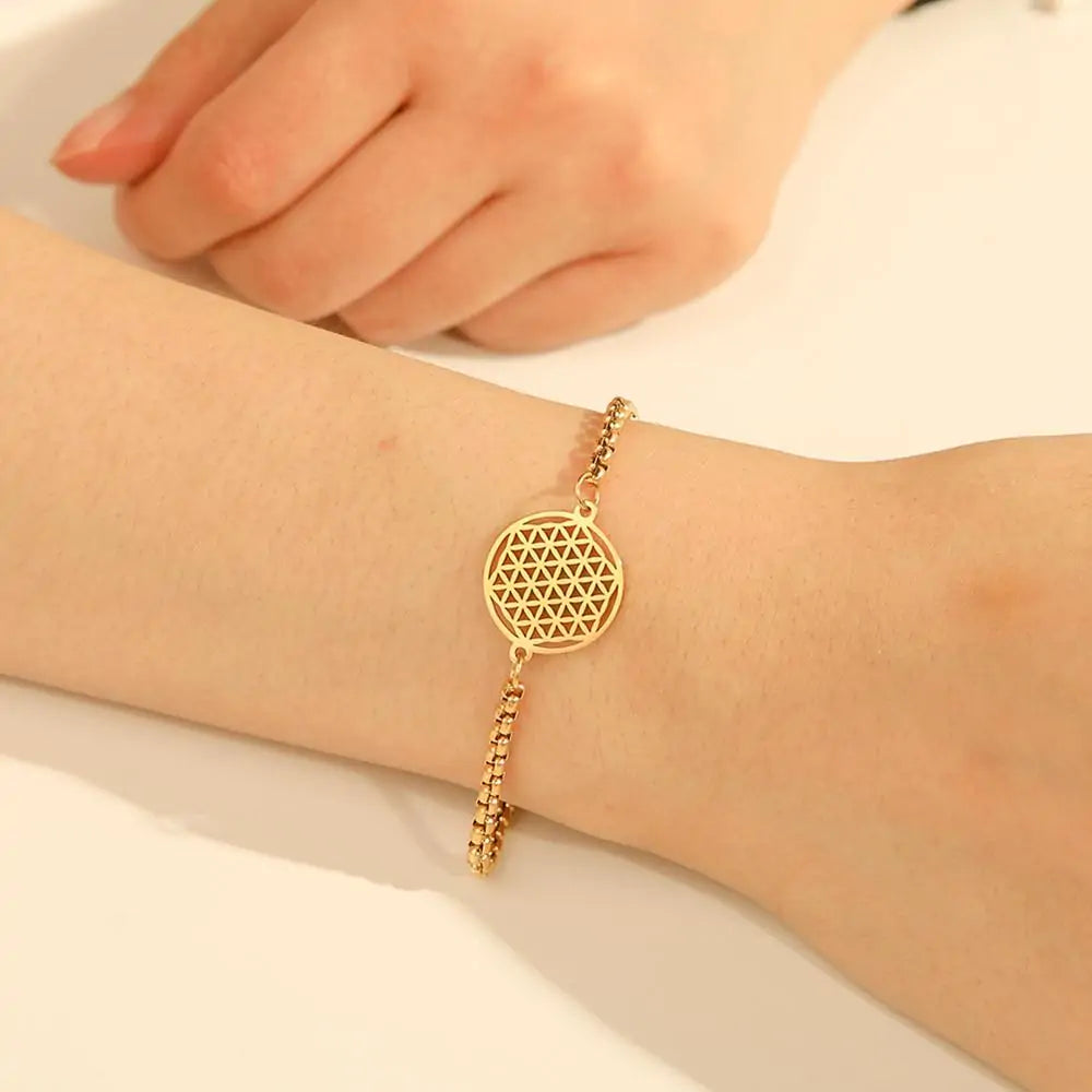 Flower of Life Stainless Steel Bracelet