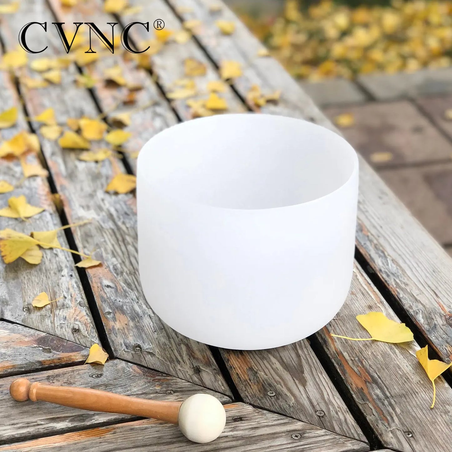 CVNC White Frosted Quartz Crystal Singing Bowl for Sound Healing Meditation Yoga with Free Mallet