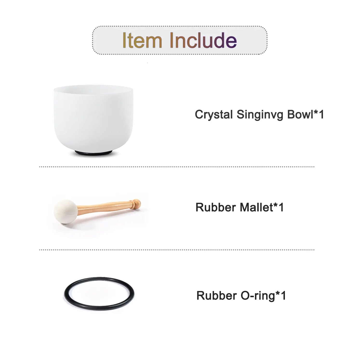 CVNC White Frosted Quartz Crystal Singing Bowl for Sound Healing Meditation Yoga with Free Mallet