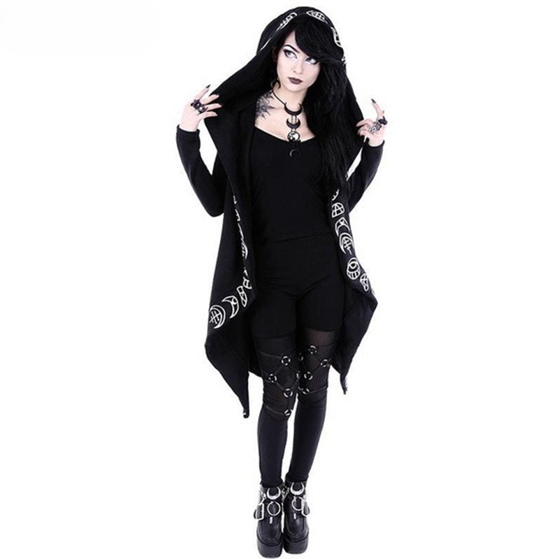 Gothic Punk Black Long Women Hoodies