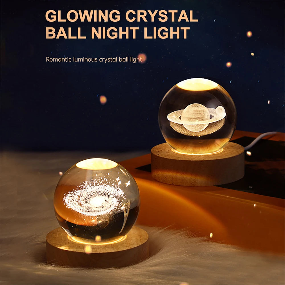 3D Moon Crystal Ball Night Light