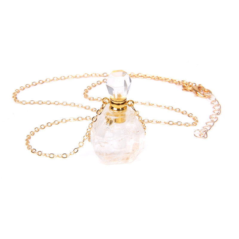 Perfume Bottle | Crystal Pendant Necklace - MoonlightMysticVibes.com