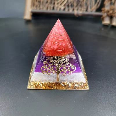 Tree of Life Orgonite Pyramid Mold Amethyst Peridot Healing Crystal - MoonlightMysticVibes.com