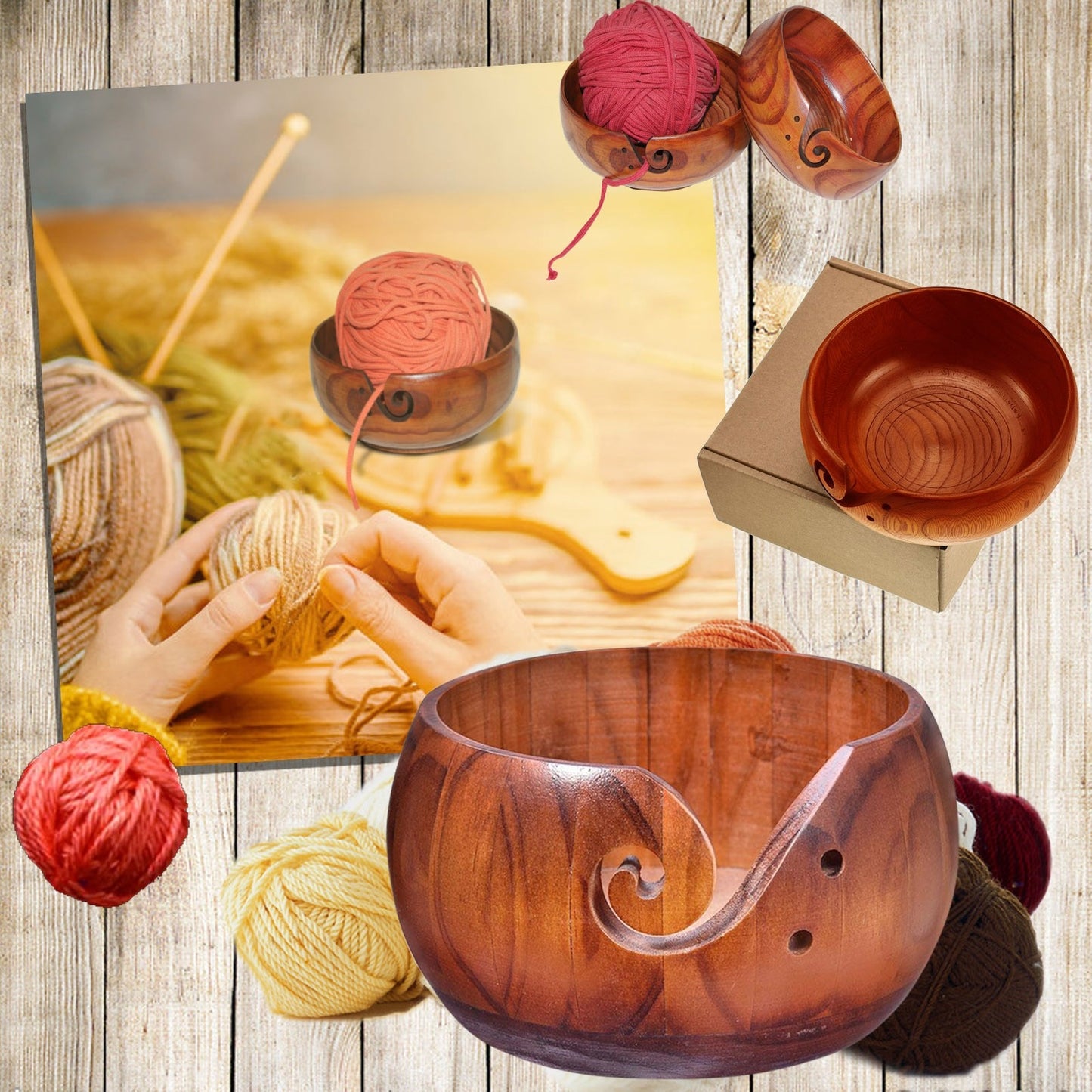 Natural Wooden Yarn Bowl * - MoonlightMysticVibes.com