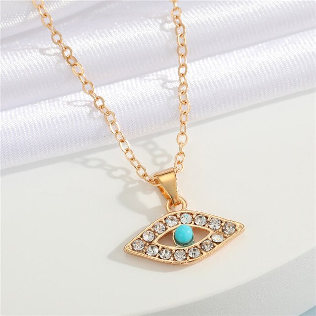 Crystal Turkish Evil Eye Necklace * - MoonlightMysticVibes.com