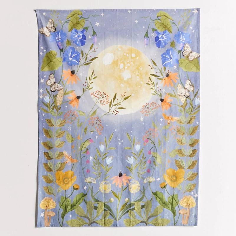 Floral Moon Starry Tapestry - MoonlightMysticVibes.com