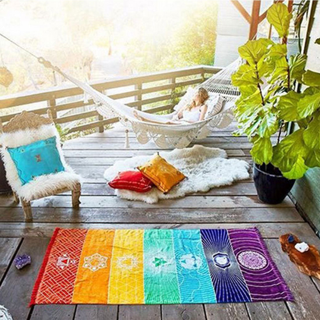 Mandala Rainbow 7 Chakra Tapestry - MoonlightMysticVibes.com