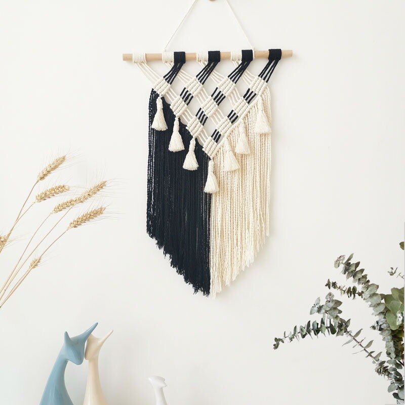 Hand-woven Tapestry Wall Hanging Fringed Macramé Wall Tapestry Boho Decor * - MoonlightMysticVibes.com