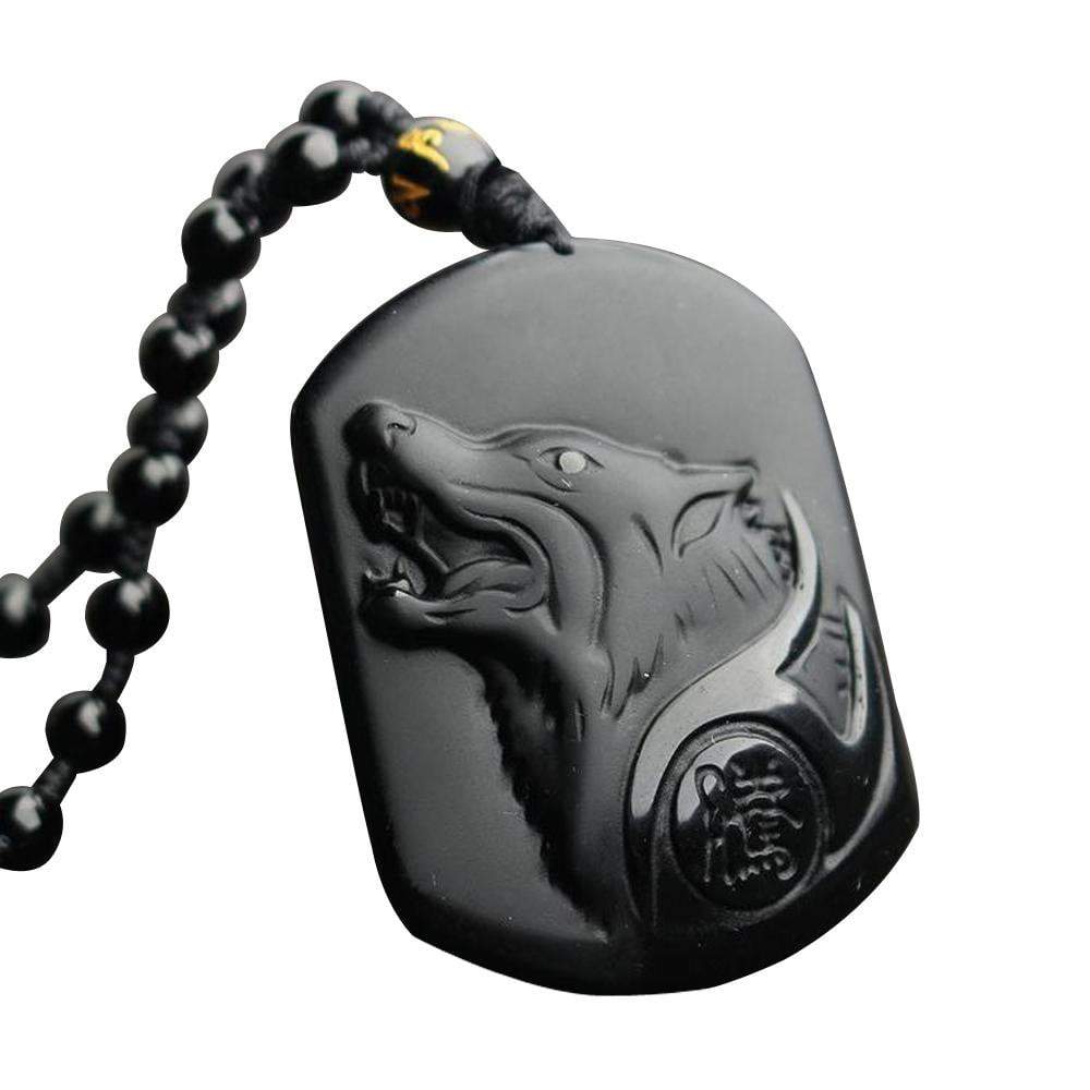 Wolf Pendent Black Obsidian * - MoonlightMysticVibes.com