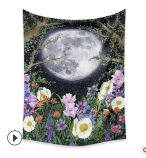 Floral Moon Starry Tapestry - MoonlightMysticVibes.com