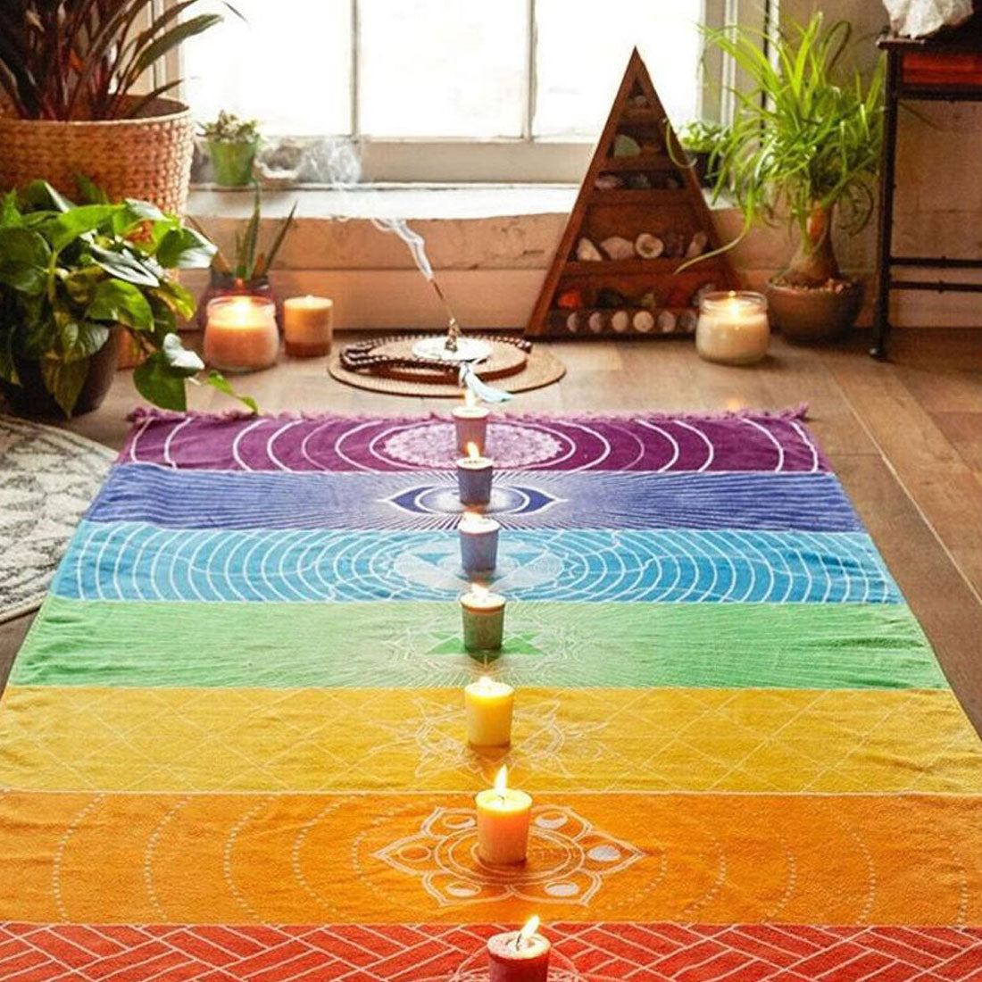 Mandala Rainbow 7 Chakra Tapestry - MoonlightMysticVibes.com