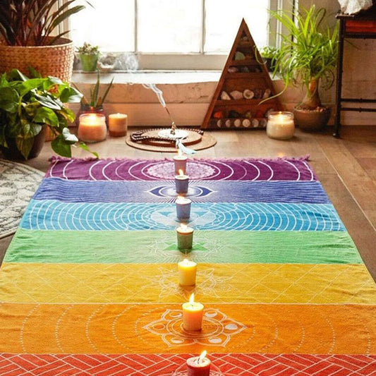 Mandala Rainbow 7 Chakra Tapestry - MoonlightMysticVibes.com