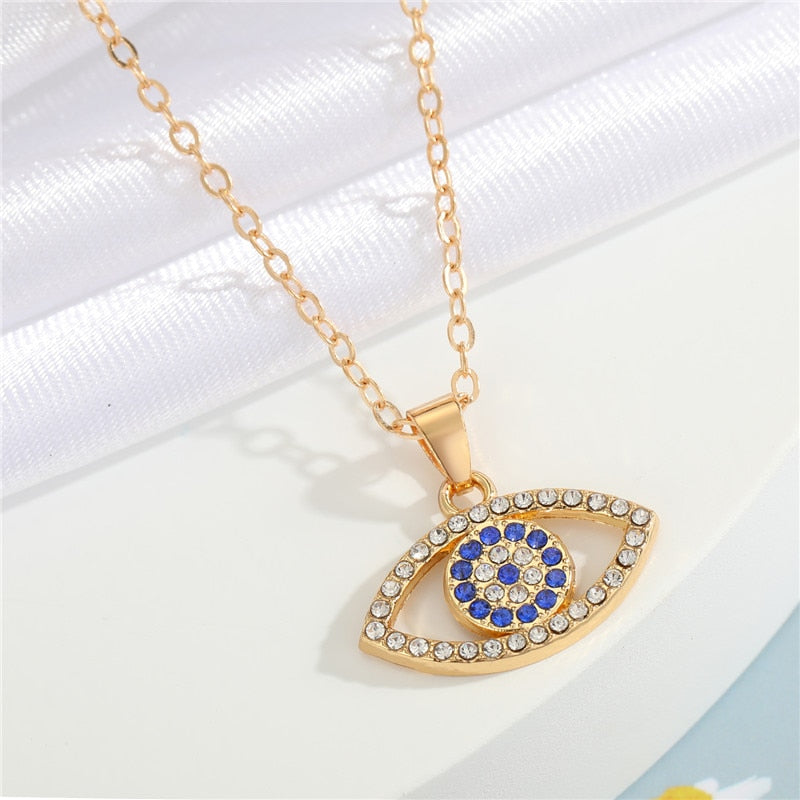 Crystal Turkish Evil Eye Necklace * - MoonlightMysticVibes.com