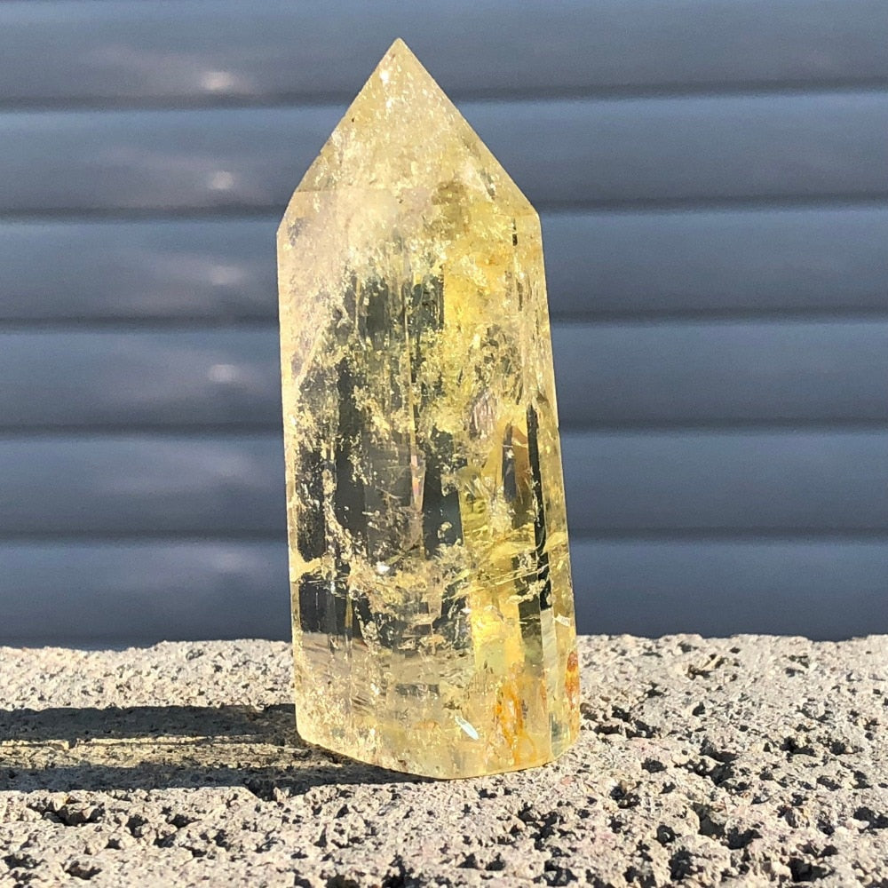 Natural Citrine Crystal Obelisk Wand Point Healing * - MoonlightMysticVibes.com