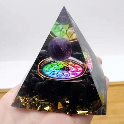 Tree of Life Orgonite Pyramid Mold Amethyst Peridot Healing Crystal - MoonlightMysticVibes.com