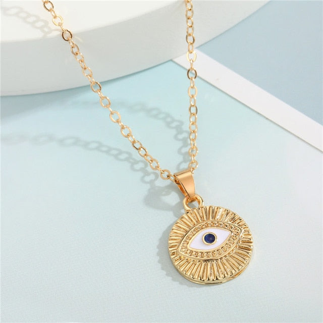 Crystal Turkish Evil Eye Necklace * - MoonlightMysticVibes.com