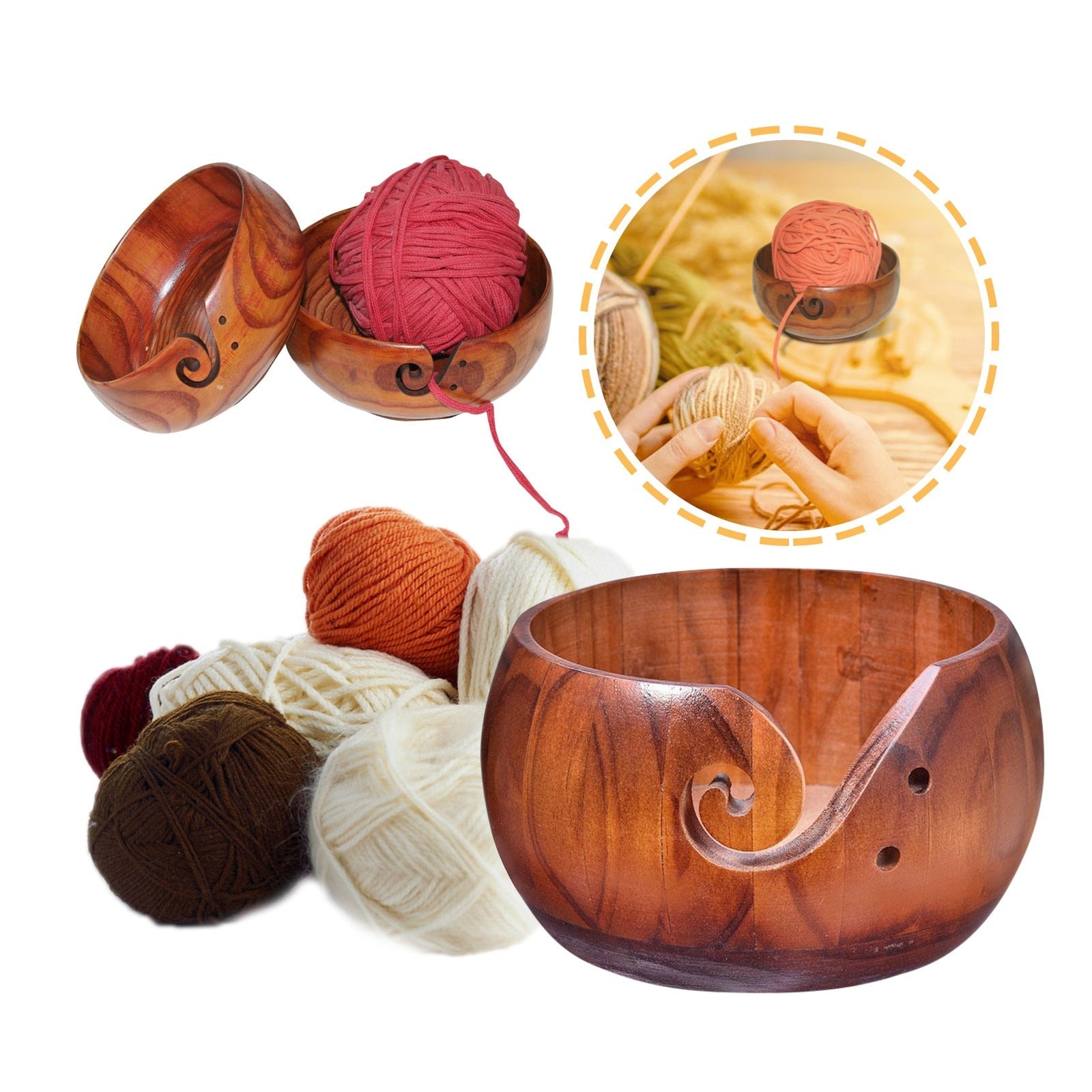 Natural Wooden Yarn Bowl * - MoonlightMysticVibes.com