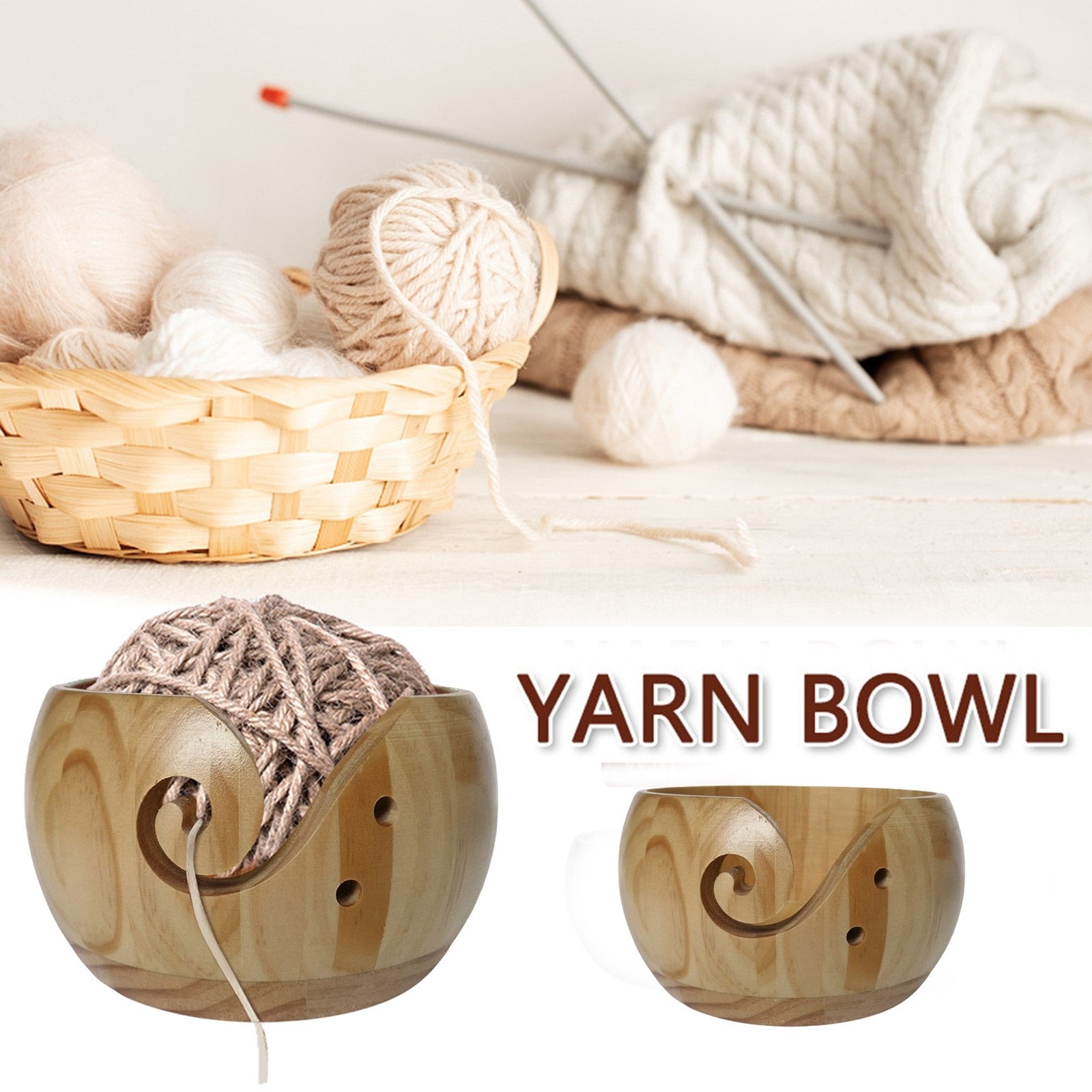 Natural Wooden Yarn Bowl * - MoonlightMysticVibes.com